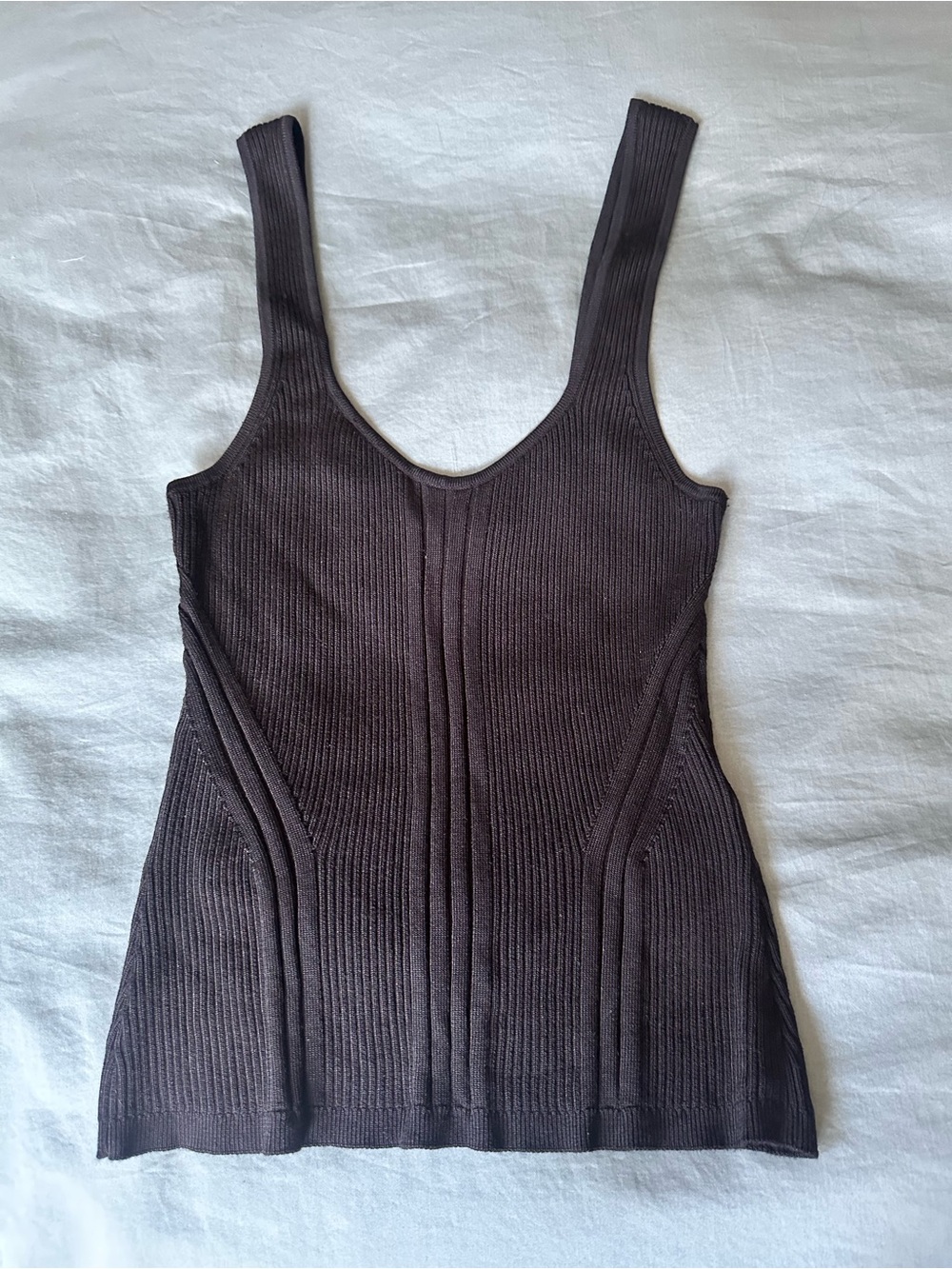 White House Black Market Black Ribbed Scoop Sweater Tank WHBM Small